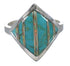 Sterling Silver Turquoise Opal Southwestern Ring Size 8 QX82635